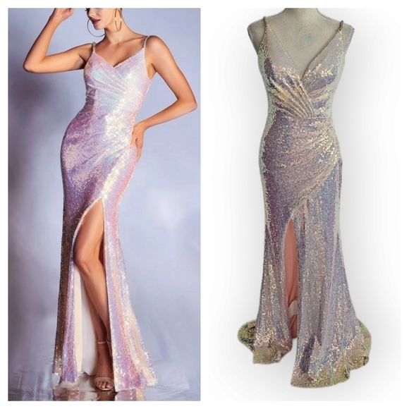 LAST CHANCE - Cinderella Divine Iridescent Sequin Maxi Dress - Picture 1 of 11